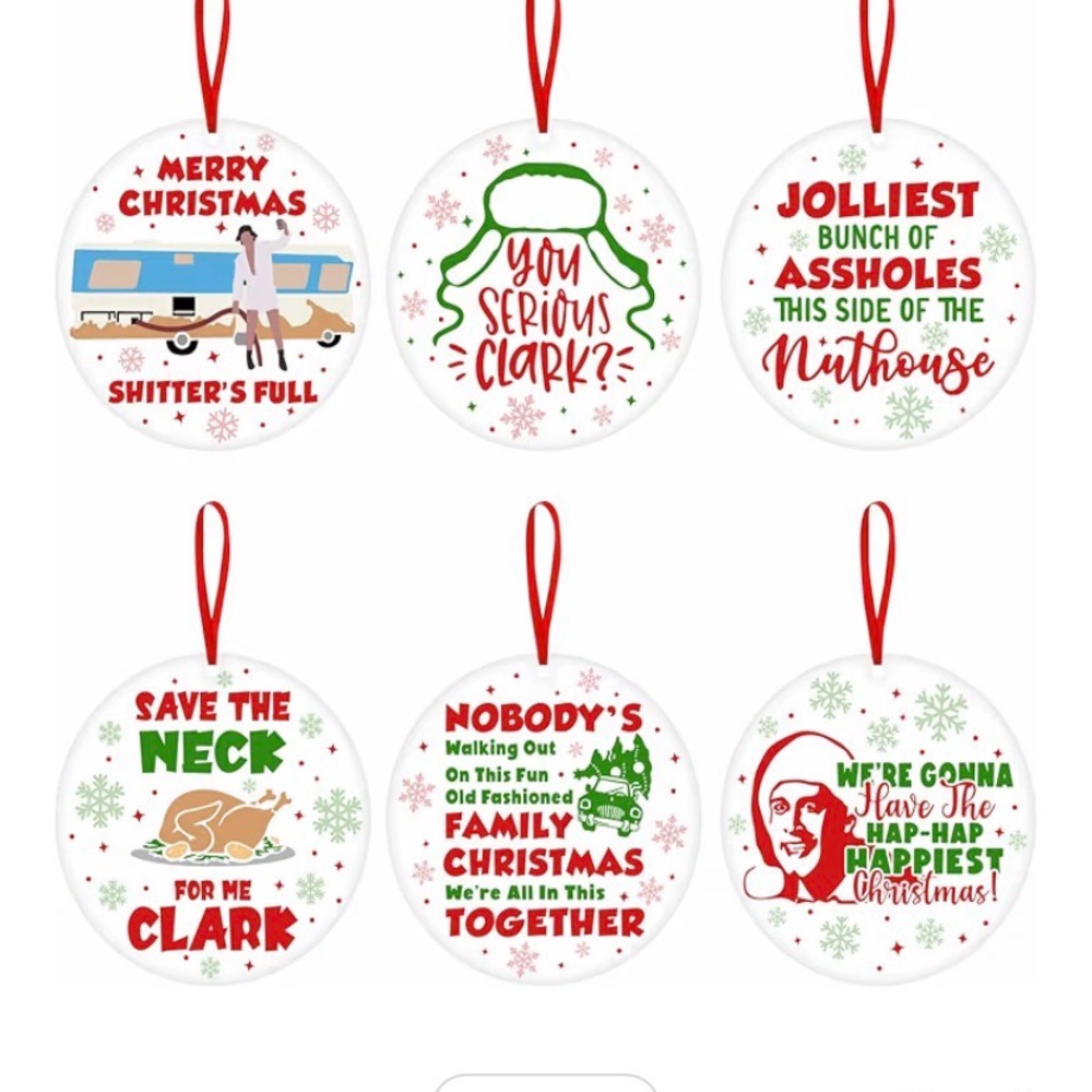 Christmas Vacation Themed Ornament Set/ 6 ornaments